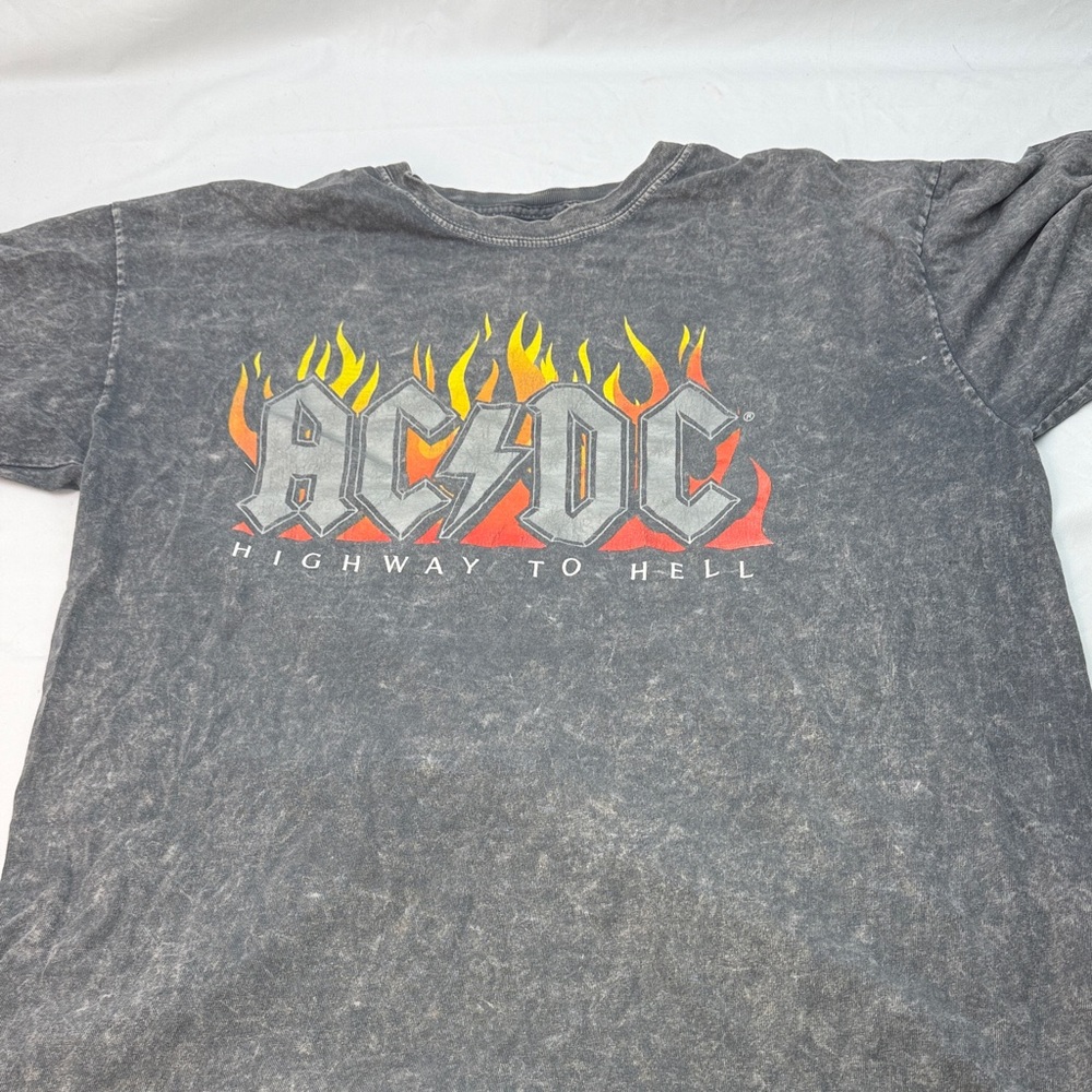 AC/DC Gray Short Sleeve Tee with Flame Design